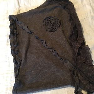 Dark Gray Lacey Embellished Shawl Boutique